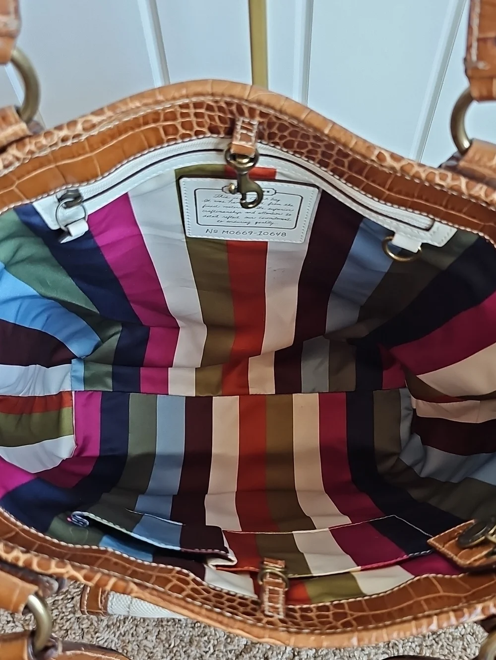 Coach 2006 Vintage Legacy Canvas & Croc Leather Pocket Tote 10648